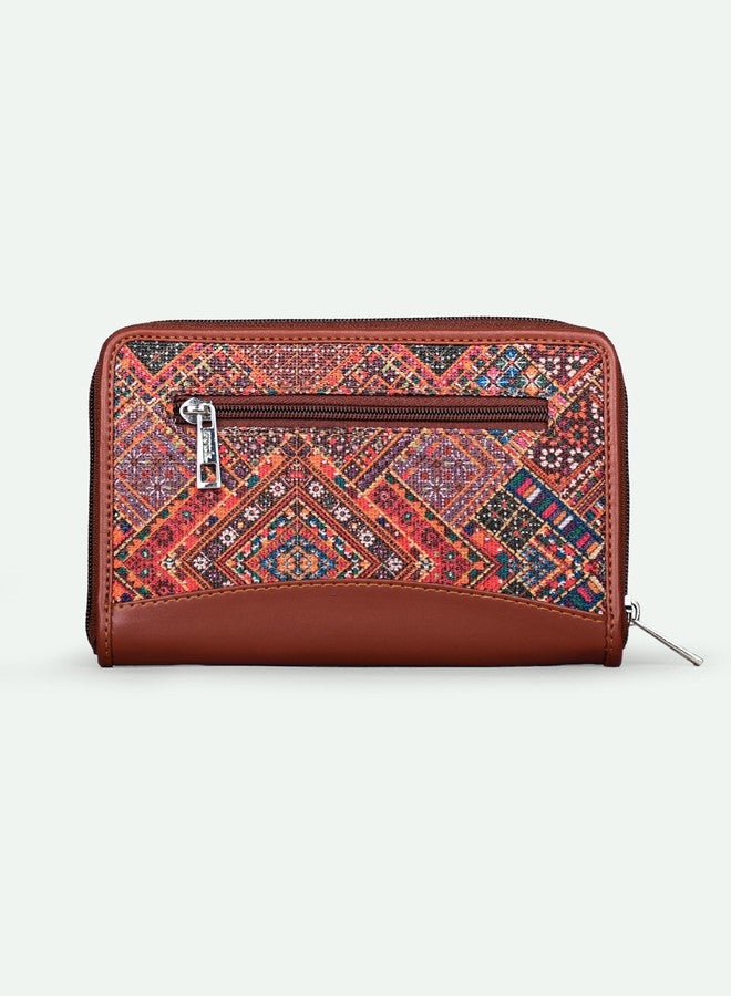 ZOUK محفظة زوك النسائية الكلاسيكية المصنوعة يدويًا بسلسلة - محفظة من الجلد النباتي بنقوش هندية | بهوج راباري - Image 4